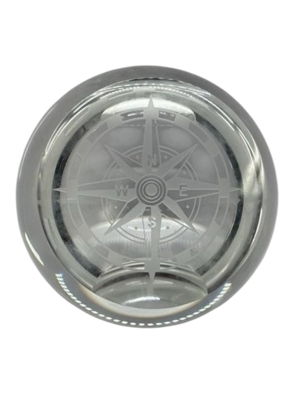 Compass Shannon Glass Etched Paperweight 3.5”H